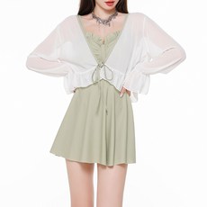 CocoDream 透膚亮點開襟衫 + 連身比基尼泳裝套裝 F097