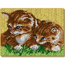 Allode 貓咪地毯 DIY針鉤繡套組 英文版 白色印刷網格, 1套, NO_06