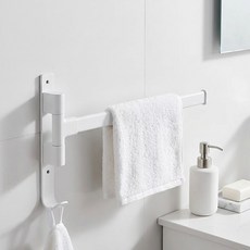 Souplace 免鑽孔簡約旋轉式毛巾架 1層 S261-0409W1, 白色, 1個