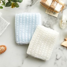 모던하우스 까슬한 앰보 샤워타월, 아이보리, 블루, 2개입, 1세트