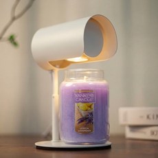 YANKee CANDLe 大罐蠟燭 + Ian定時高度可調暖燭燈 + 2個燈泡套裝, 白色, 檸檬薰衣草