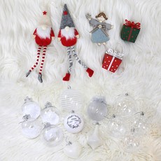 Joart 聖誕樹吊飾裝飾套組 透明球精靈, 紅色