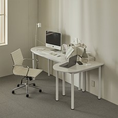 16피스 BMD 1200 반원형 멀티 식탁 테이블 책상 데스크, 화이트