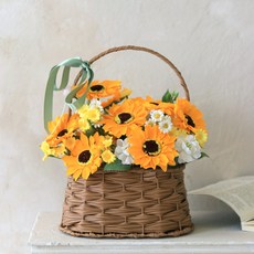Scent Basket 人造向日葵香皂花籃, 黃色, 1個