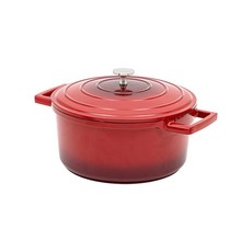 IH感應雙耳琺瑯湯鍋, 24厘米, 紅色的
