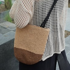 제이제이나인 여성용 밀짚 크로스 미니 라운드백 JS900