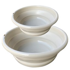 Punic 兩段式變形折疊盆 2件組, 1套, 象牙白
