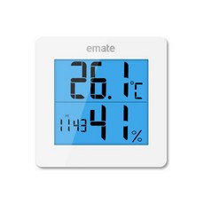 EMATE 浴室防水吸盤式微笑數位LED溫濕度計 白色, 1個