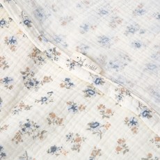 AiRabbit 嬰幼兒用雙層純棉楊柳紗布毯, 小碎花 海軍藍