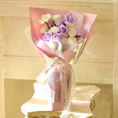 센트바스켓 비누꽃 샤이닝 오로라 자나장미 꽃다발, 퍼플, 1개