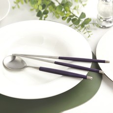 Bogen 韓國製 Levian 緞面 餐具組, 紫羅蘭色, 1套, 湯匙 + 筷子