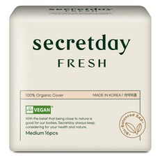 secretday Fresh棉質衛生棉, 16片, 1包, M(24.5cm)