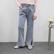 女童開衩微喇牛仔褲