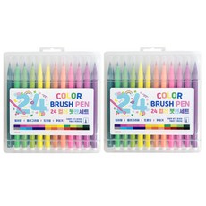 彩色軟毛筆 24色軟毛筆組, 混合顏色, 2套