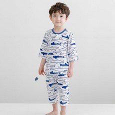 Hola baby 童款鯊魚印花7分睡衣褲組