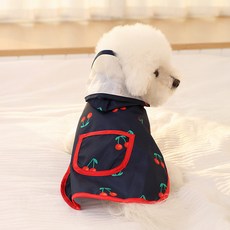 PASTEL PET 寵物櫻桃口袋連帽斗篷雨衣, 1個, 黑色