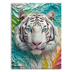 Npic Art 畫布型 鑽石畫 40 x 50 cm, MK175 動物 藍眼白虎, 1個