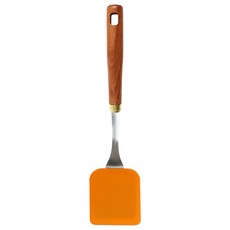 GENIAL BAUM系列優質原木柄四角矽膠鍋鏟, 1個, 棕色的