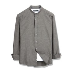 男款立領長袖牛津襯衫