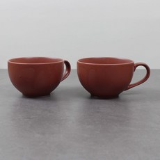 달소금 도자기 라떼잔 커플 머그잔 커피머그컵, 인디언레드, 2개