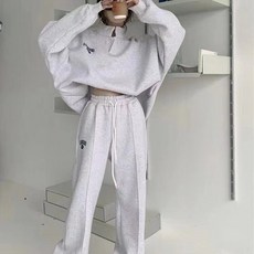 PEONIST 寬鬆版半領上衣 + 褶飾長褲兩件式套裝