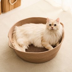 PetFriends Mute 貓咪棉質籃貓抓板, Beige, 1個