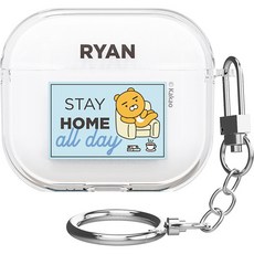 카카오프렌즈 스테이 앳 홈 에어팟 3 투명슬림 케이스 + 키링, 홈라이언, 1개