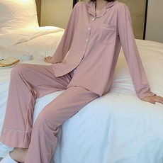 Damon孕婦翻領鈕扣睡衣上下套裝 enn402