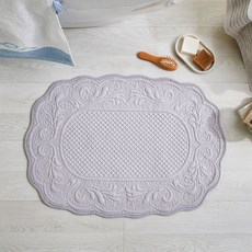 Raffineret 棉質絎縫橢圓地墊, 灰色