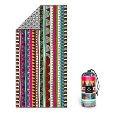 4monster 沙灘巾 附收納袋 超細纖維毛巾 大型 268g, 1個, 波西米亞