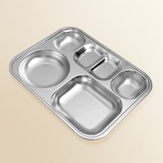 D2 304不鏽鋼餐盤 迷你方形 4菜, 銀, 1個