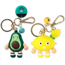 水果鑰匙圈 2件組, 1套, 酪梨, 檸檬