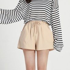 구디프 여성용 면 마 와이드 컬러 반바지