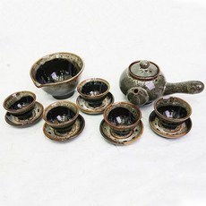 PARKSSISANGBANG Cheonmok Hopi 茶具 5 人份, 1套, 茶管 + 茶管蓋 + 燉菜 + 杯子 5p + 碟子 5p