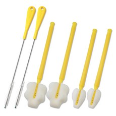 babybear 保溫杯清潔刷 長海綿寬刷 + 迷你刷 + 吸管刷 3件組, 2套, 黃色