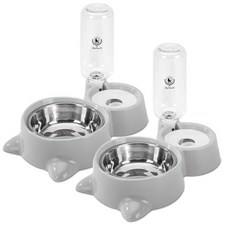 DING DONG PET 寵物自動給水飼料碗, 灰色的, 2個