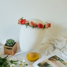 Artijei 自助婚禮 新娘派對 人造花 花冠, 珊瑚粉