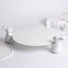 兔子蛋糕架 咖啡廳甜點托盤 圓形3號 + 兔子3p套組, 單一顏色, 1套