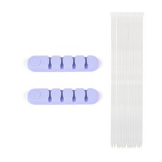 線材收納整線器 2入+束線帶 L號 淡紫色 90入組合, 1套