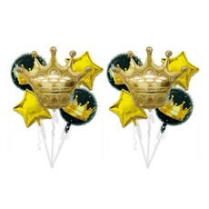 積木超市 生日派對裝飾 皇冠主題 鋁箔氣球組 92cm, 2套, 黃色