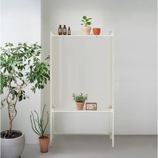 아임랙 녹방지 화분 선반 슬림랙 600 x 300 x 1200 cm + ㄷ자 보강대 세트, 크림 화이트, 2단