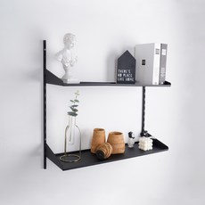 Paintinfo 雙層槽板層架 槽板支柱 2p + 鋼製層板 2p, 黑色