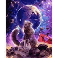 Play about 油畫點點畫DIY名畫繪製 40*50cm 宇宙貓咪, 1個, 混色