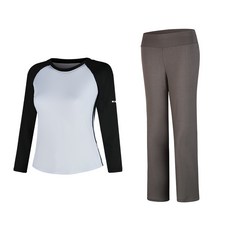 Naya Style女款瑜珈服長袖上衣+直筒褲套裝 0817