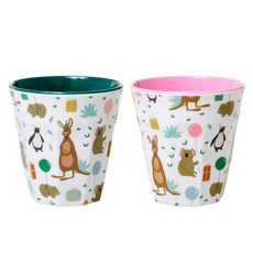 rice 幼兒印花水杯 S號 2入, Party Animal Pink款+Party Animal Green款, 1組