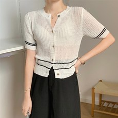 아이엠몽 여성용 자리아 그물 니트 가디건