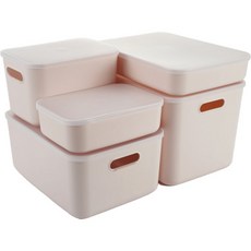 無圖案收納箱 06 5件組, 白色的, 1套