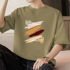 제이티엘 남성용 컬러풀 페인팅 라운드넥 반팔 티셔츠