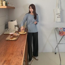 린다샵 여성용 에핀쥬 베이직 기모 루즈 긴팔 티셔츠 cpt8067k1a