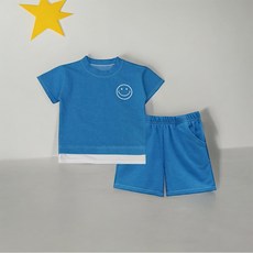 SOMNIUMBEBE 兒童微笑層次感短袖上衣 + 短褲套裝